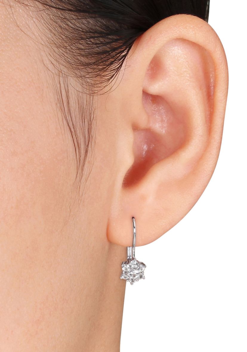 1 ct. t.w. White Sapphire Star Earrings in 10K White Gold