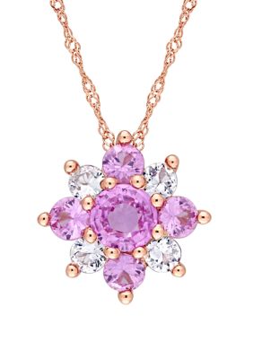 Belk & Co 1.63 Ct. T.w. Pink And White Sapphire Cluster Star Pendant With Chain In 14K Rose Gold