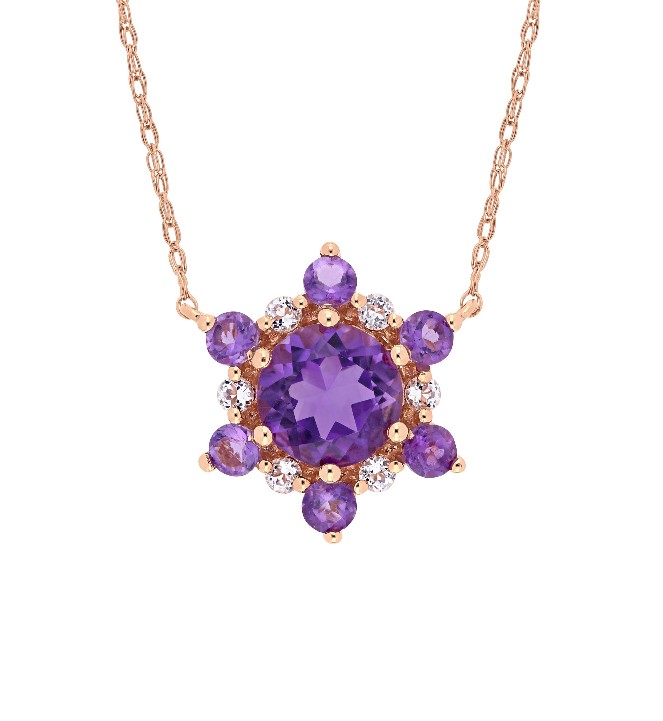 1.5 ct. t.w. Amethyst and White Topaz Cluster Star Pendant with Chain