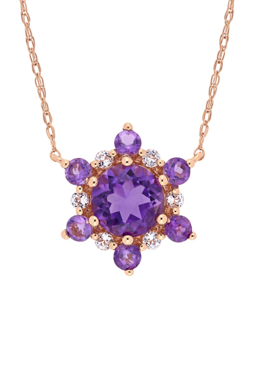 1.5 ct. t.w. Amethyst and White Topaz Cluster Star Pendant with Chain