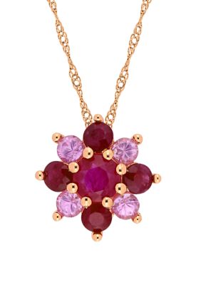 Belk & Co 1 2/5 Ct. T.w. Ruby, 2/5 Ct. T.w. Pink Sapphire Cluster Star Pendant With Chain