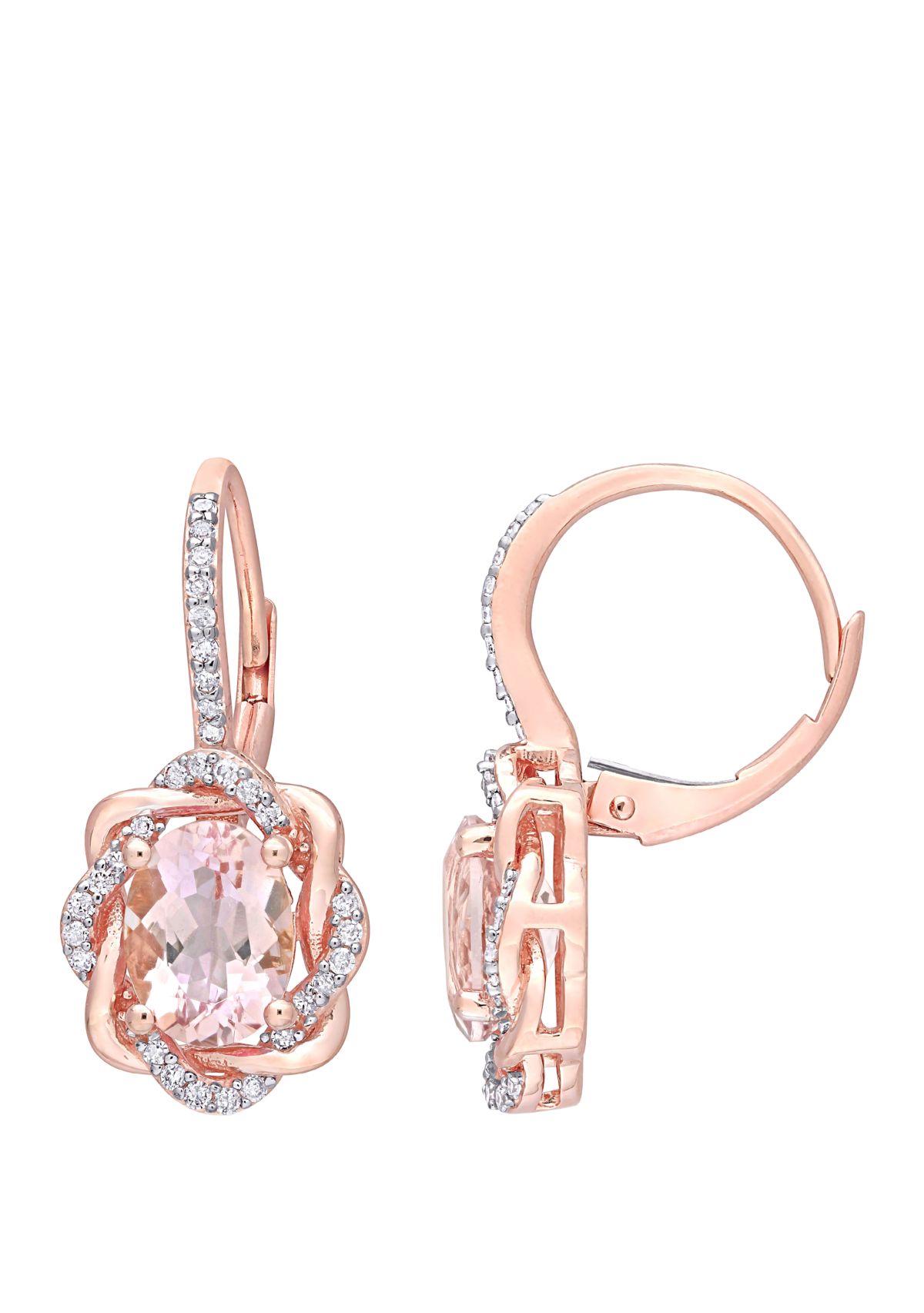 Morganite and 1/4 ct. t.w. Diamond Interlaced Halo Earrings