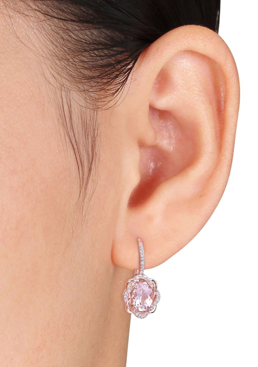 Morganite and 1/4 ct. t.w. Diamond Interlaced Halo Earrings