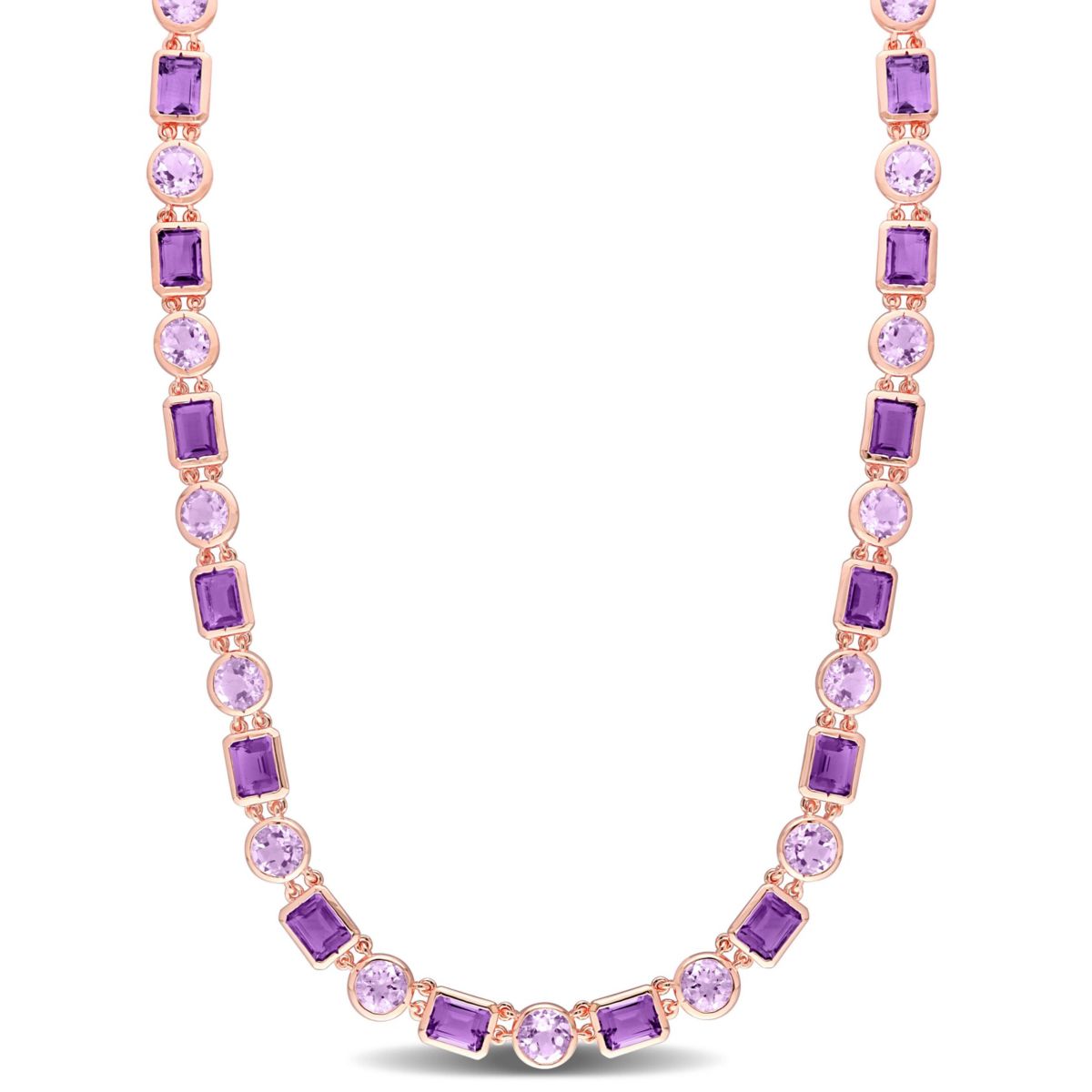 Amethyst & Rose de France Necklace in Rose Plated Sterling Silver
