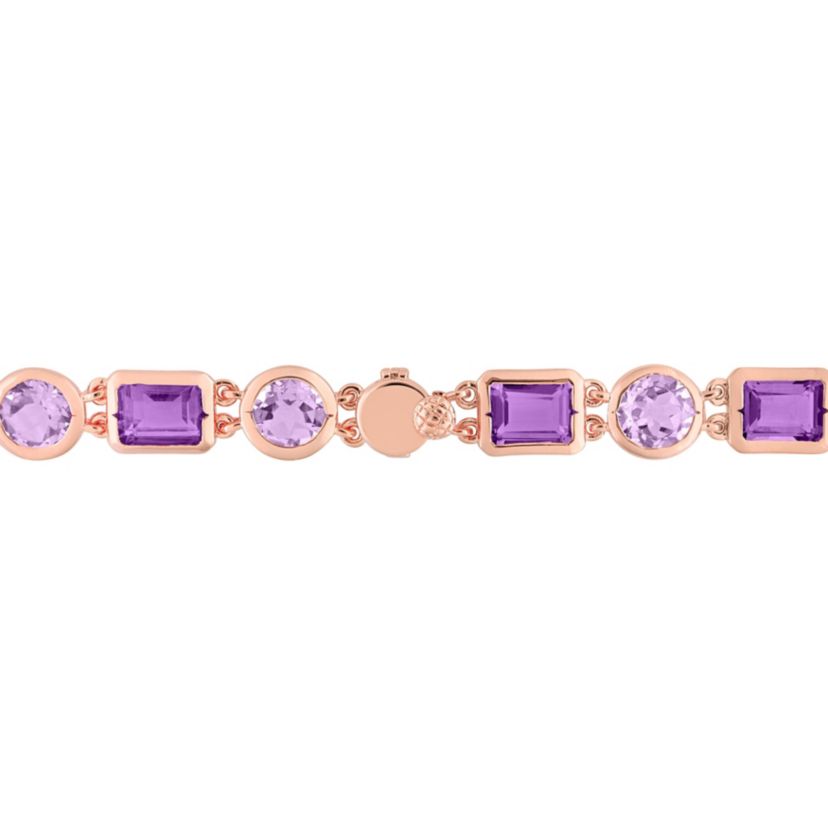Amethyst & Rose de France Necklace in Rose Plated Sterling Silver