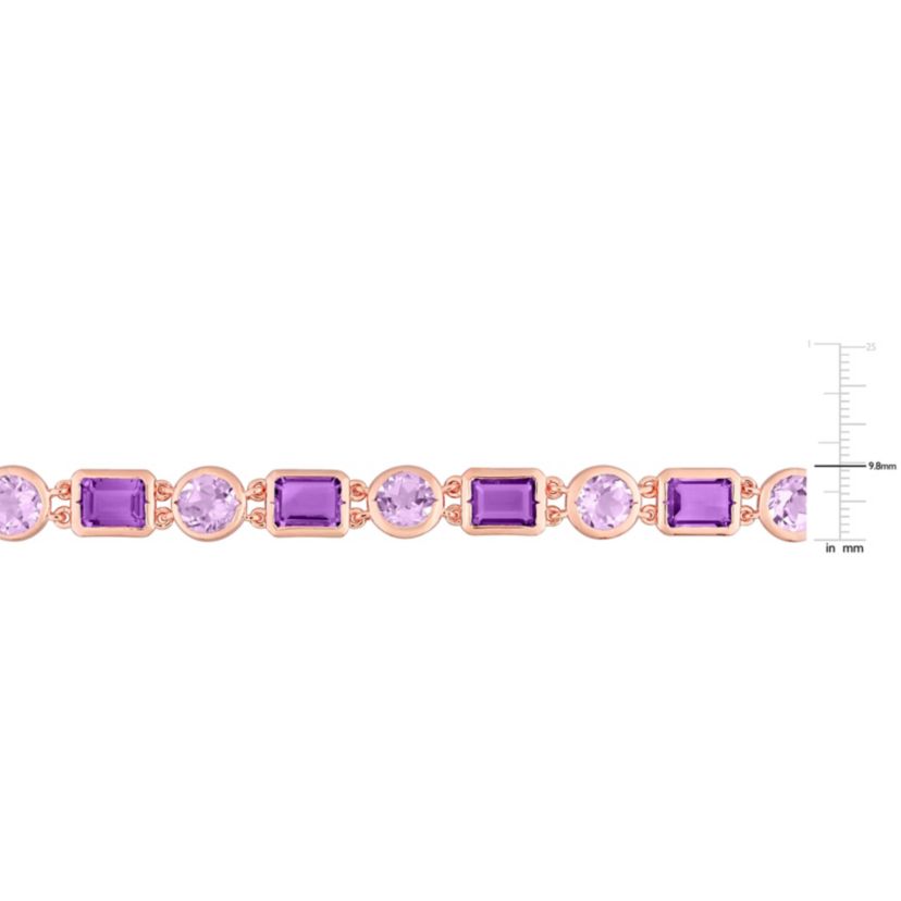 Amethyst & Rose de France Necklace in Rose Plated Sterling Silver