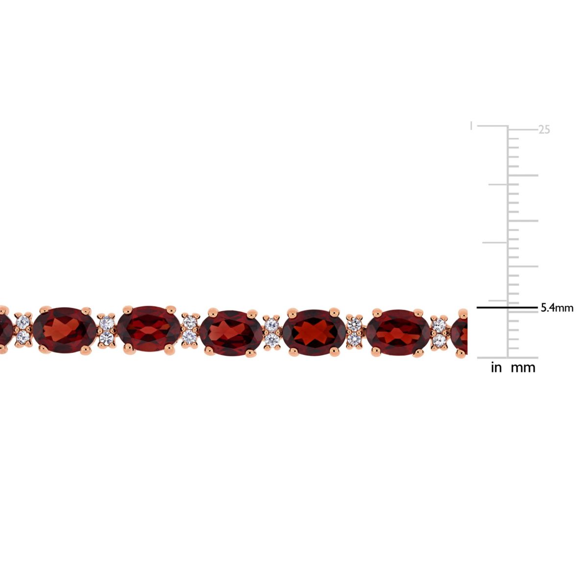 Garnet & White Sapphire Bracelet in Rose Plated Sterling Silver