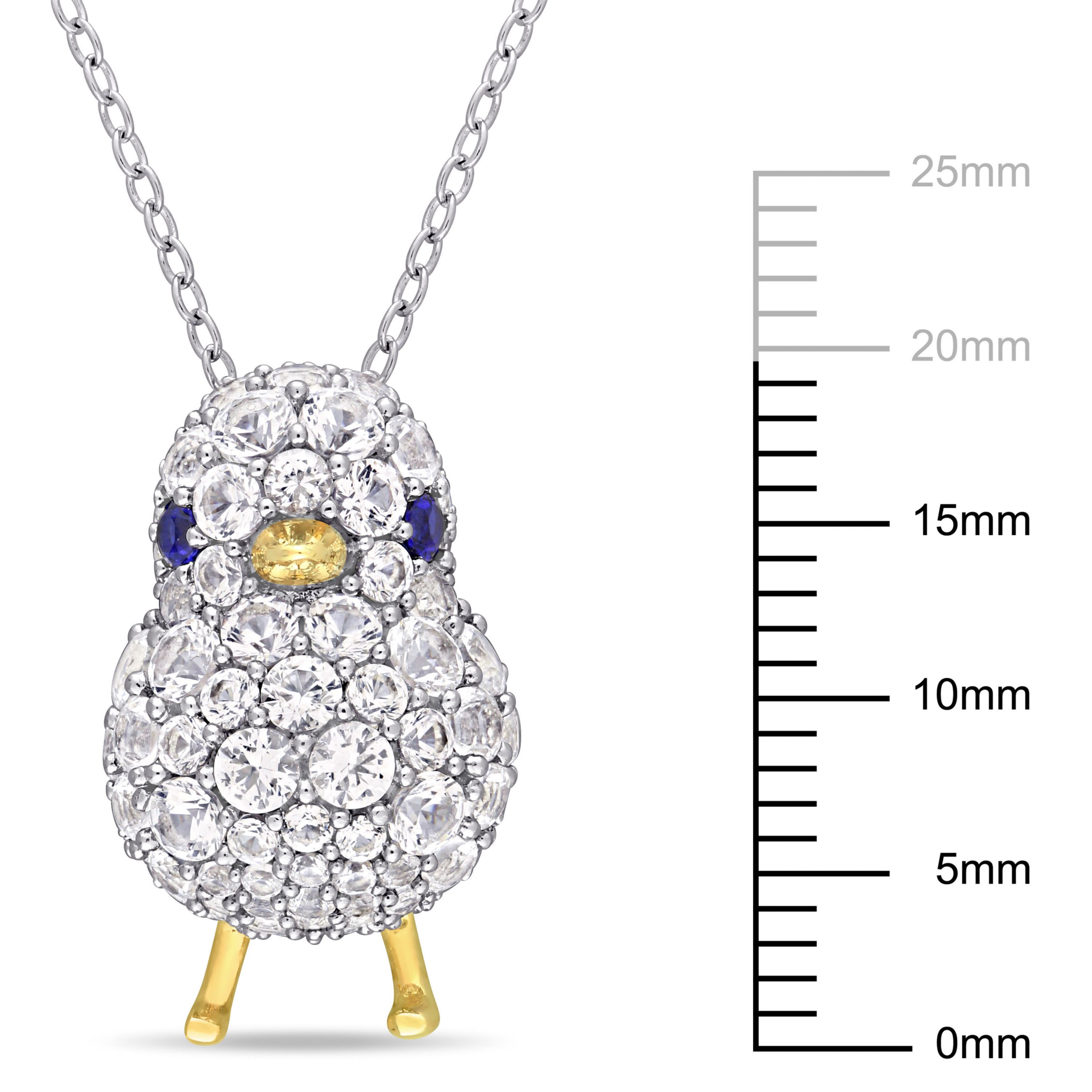 Lab Created Created Blue and White Sapphire Chick Necklace in 2-Tone Sterling Silver