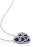 4 ct. t.w. Created Blue and Created White Sapphire Heart Cluster Necklace in Sterling Silver