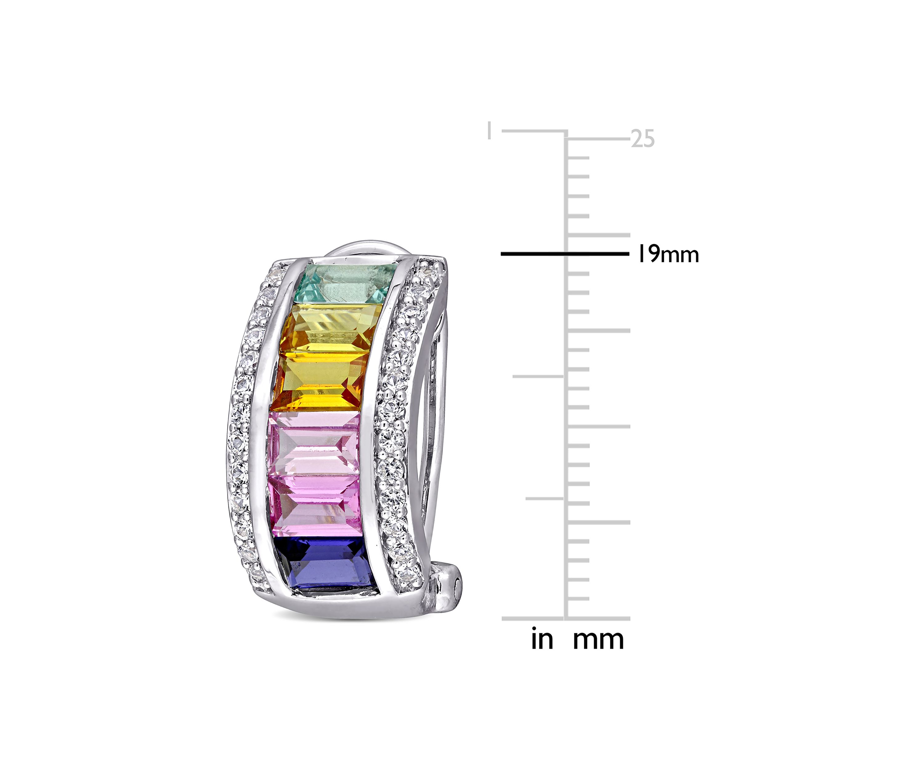 4.25 ct. t.w. Multi-Color Created Sapphire Hoop Earrings in Sterling Silver