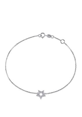 Belk & Co 1/10 Ct. T.w. Diamond Star Station Bracelet In 14K White Gold