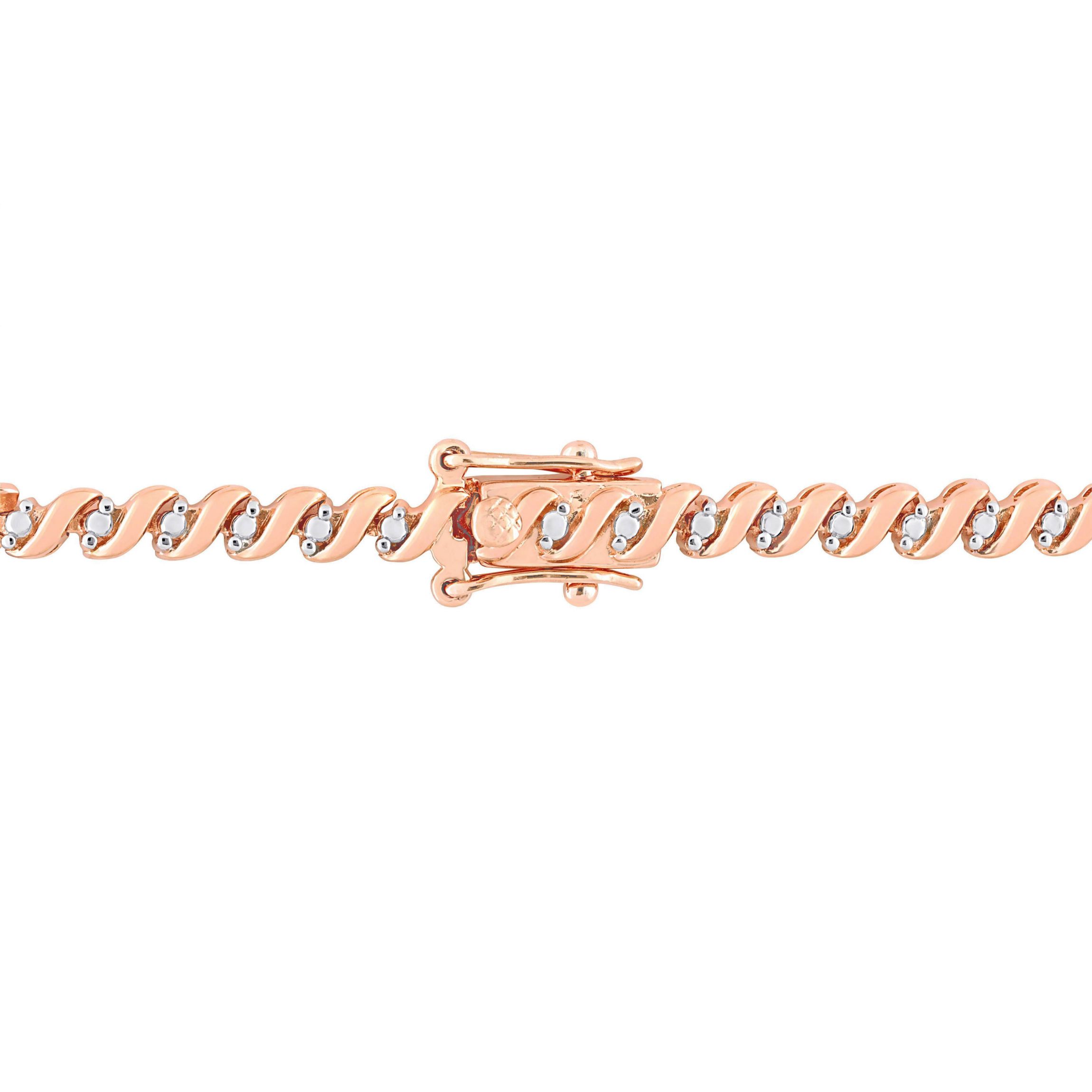 1/2 CT TW Diamond Tennis Bracelet in Rose Plated Silver