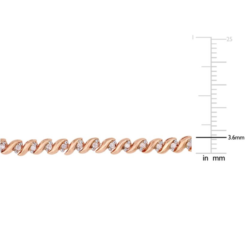 1/4 CT TW Diamond Bolo Bracelet in Rose Plated Sterling Silver