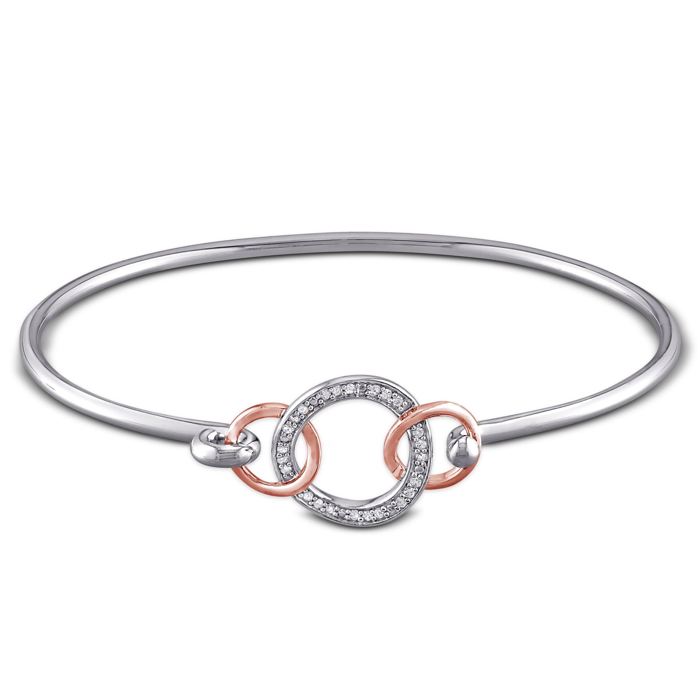 1/10 ct. t.w. Diamond Interlocking Circle Bangle in Sterling Silver