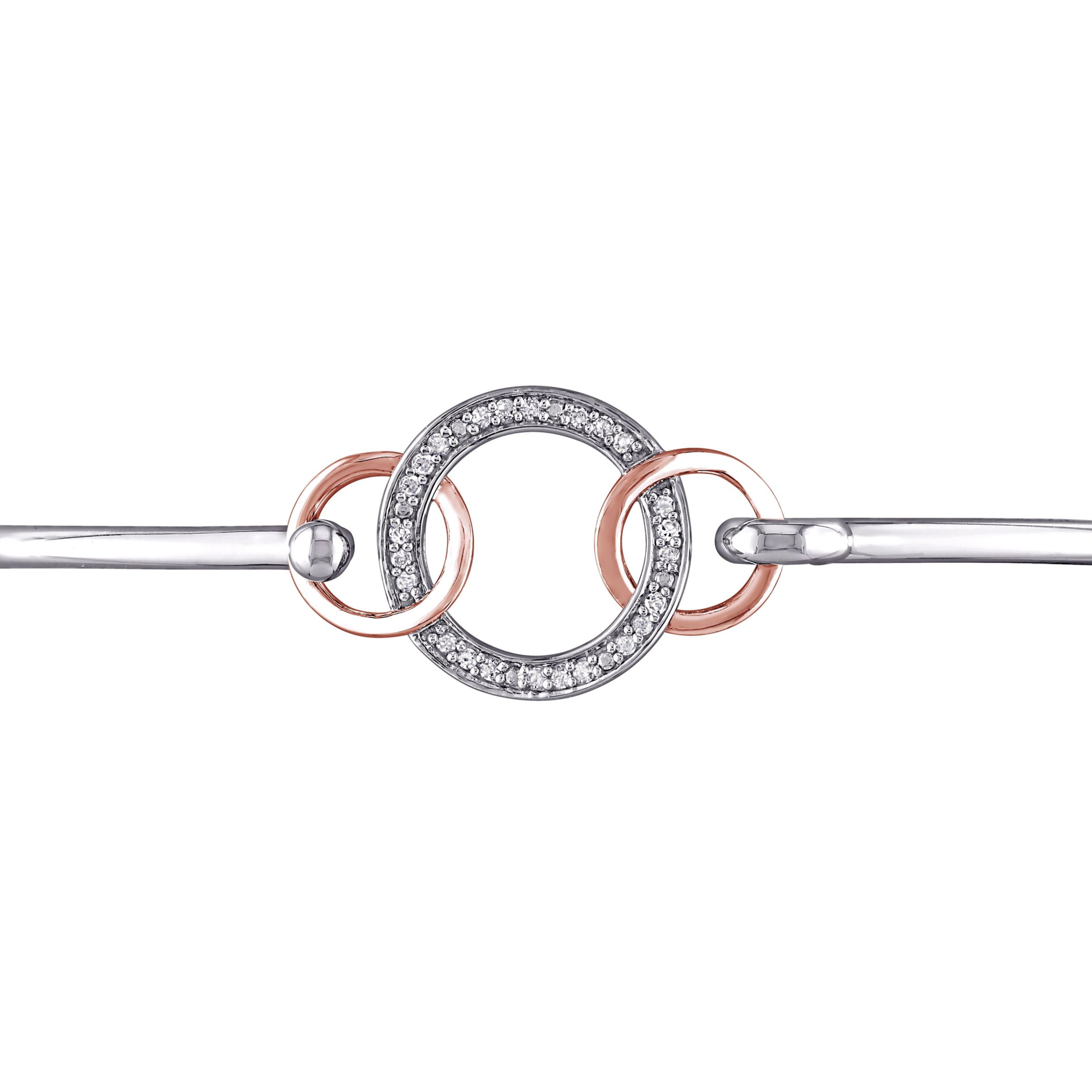 1/10 ct. t.w. Diamond Interlocking Circle Bangle in Sterling Silver