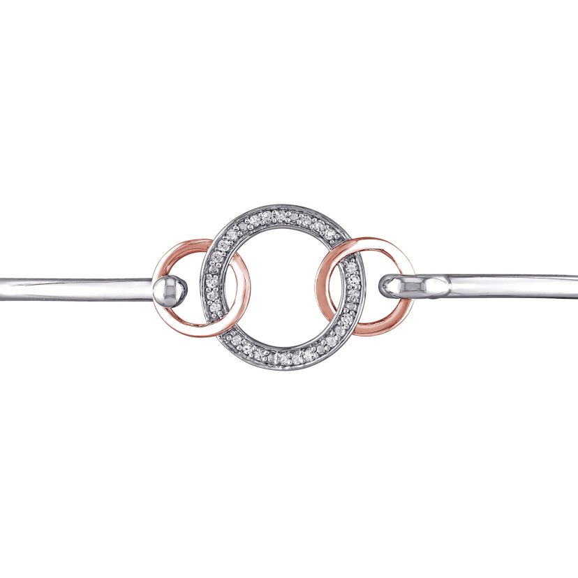 1/10 ct. t.w. Diamond Interlocking Circle Bangle in Sterling Silver