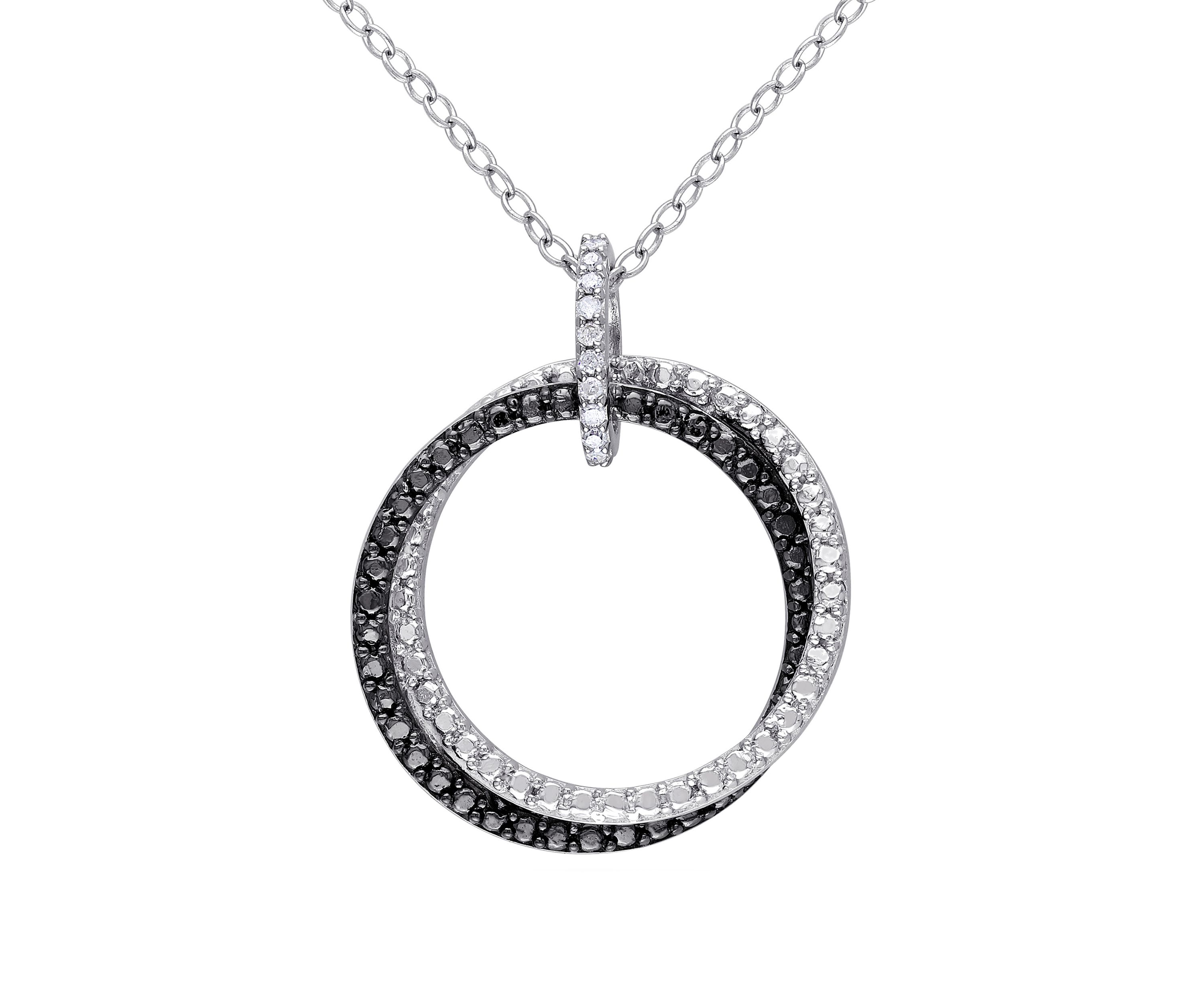 1/10 ct. t.w. Diamond Accent Circle Pendant with Chain in Sterling Silver 