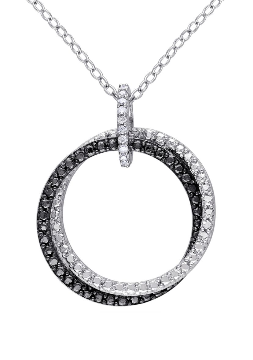 1/10 ct. t.w. Diamond Accent Circle Pendant with Chain in Sterling Silver 