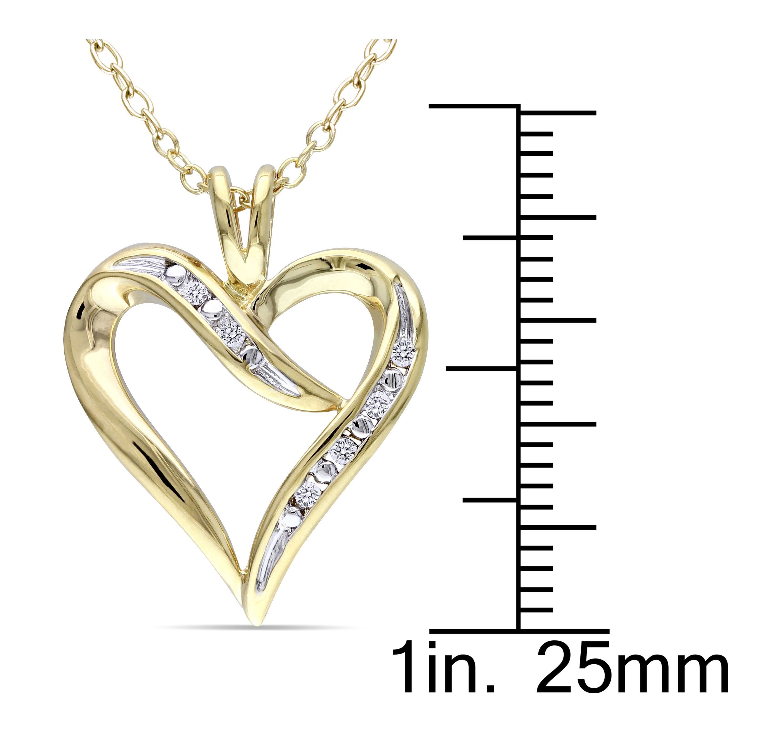 Diamond Accent Heart Necklace in Yellow Plated Sterling Silver