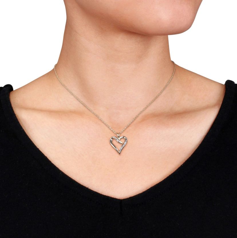 Diamond Accent Heart Necklace in Yellow Plated Sterling Silver