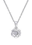  1/10 ct. t.w. Diamond Accent Flower Pendant with Chain in Sterling Silver