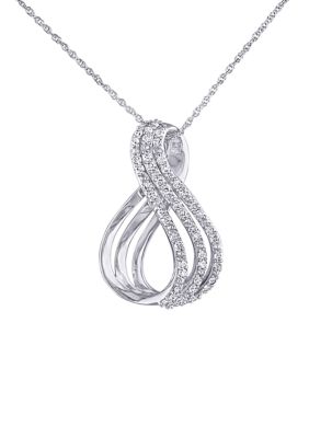 Belk & Co 1/4 Ct. T.w. Diamond Multi-Row Twist Pendant With Chain In 10K White Gold, 17 In -  0686692175860