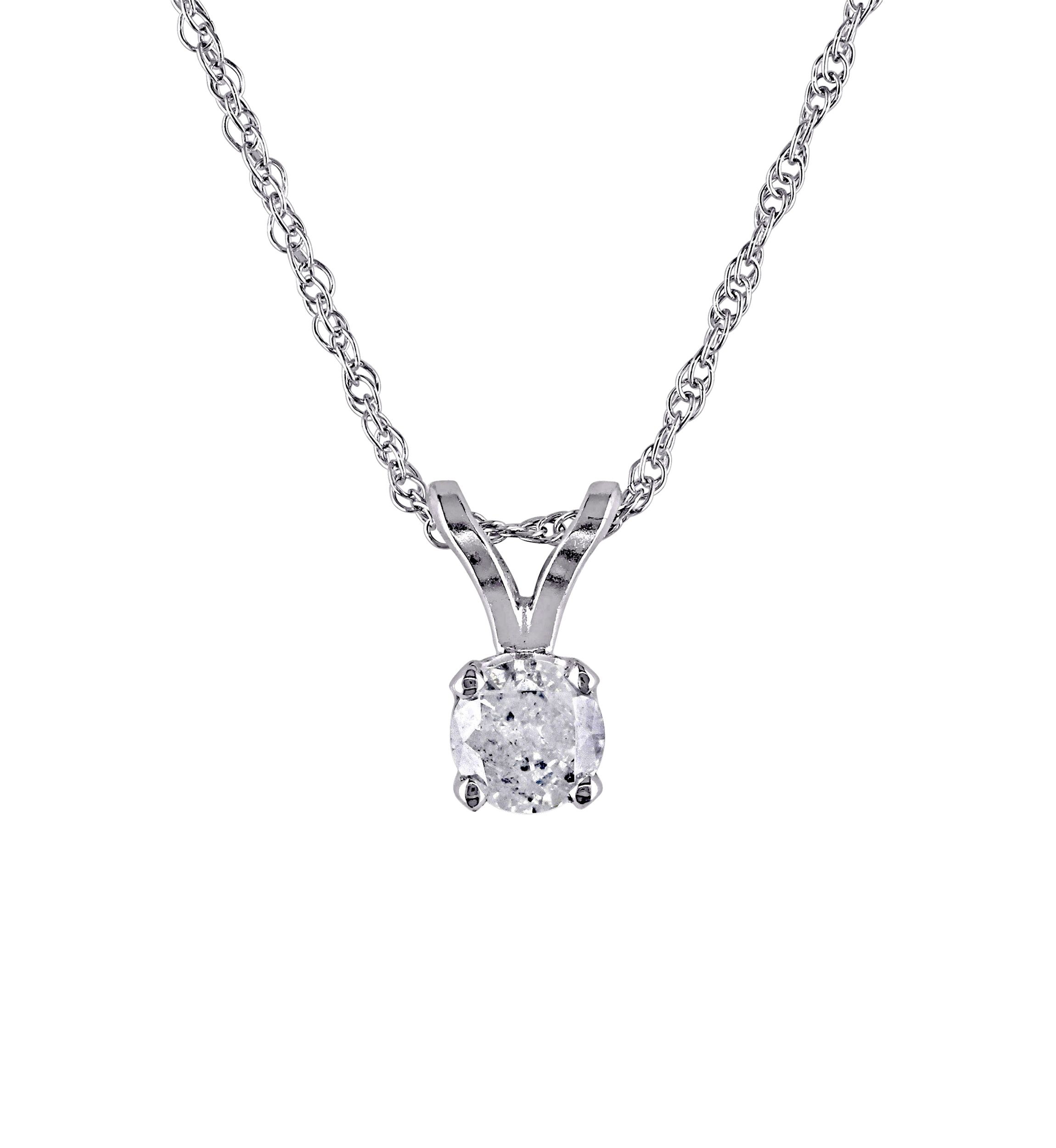 1/6 ct. t.w. Diamond Solitaire Pendant with Chain in 10k White Gold
