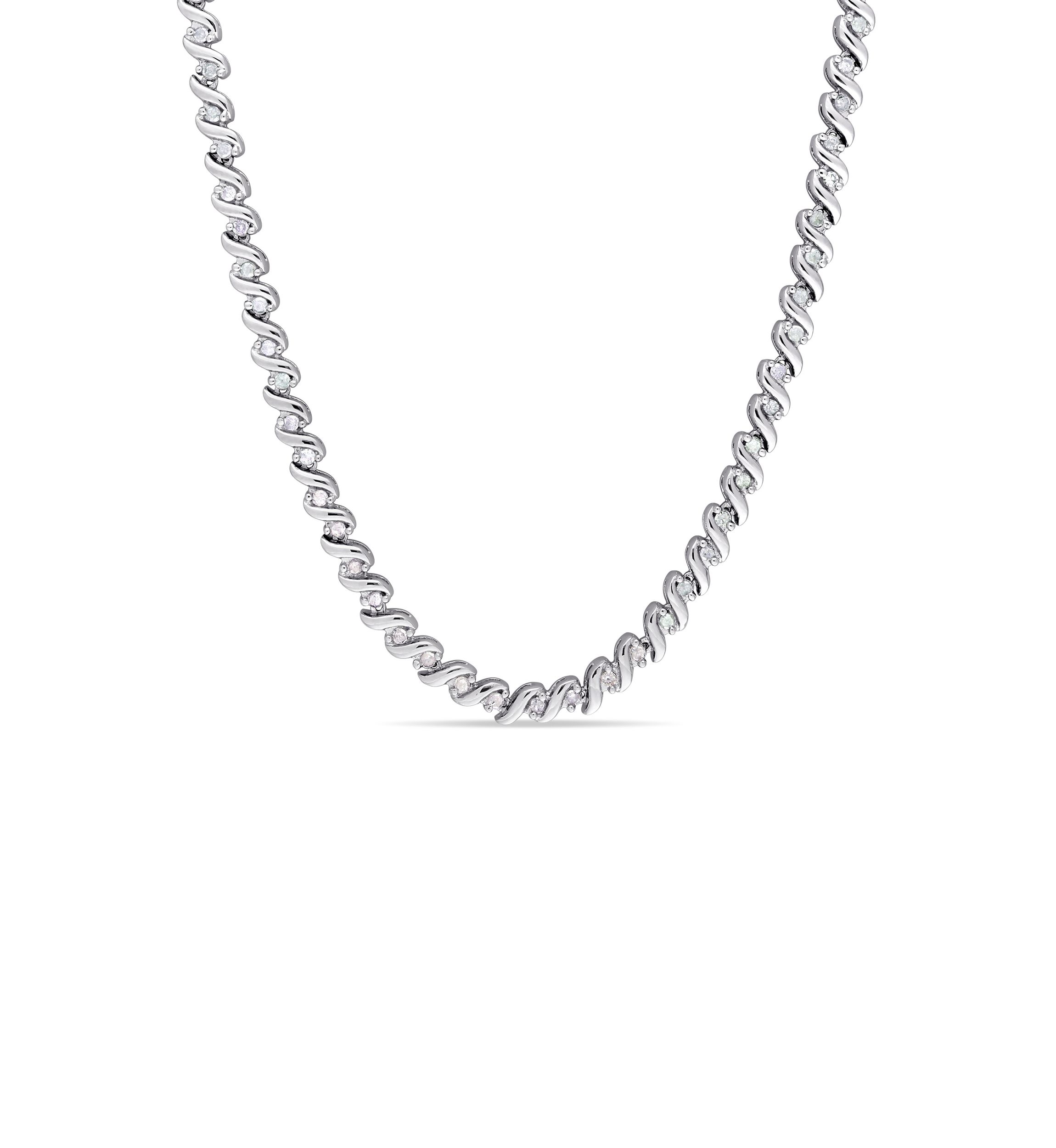 1 ct. t.w. Diamond Tennis Necklace in Sterling Silver