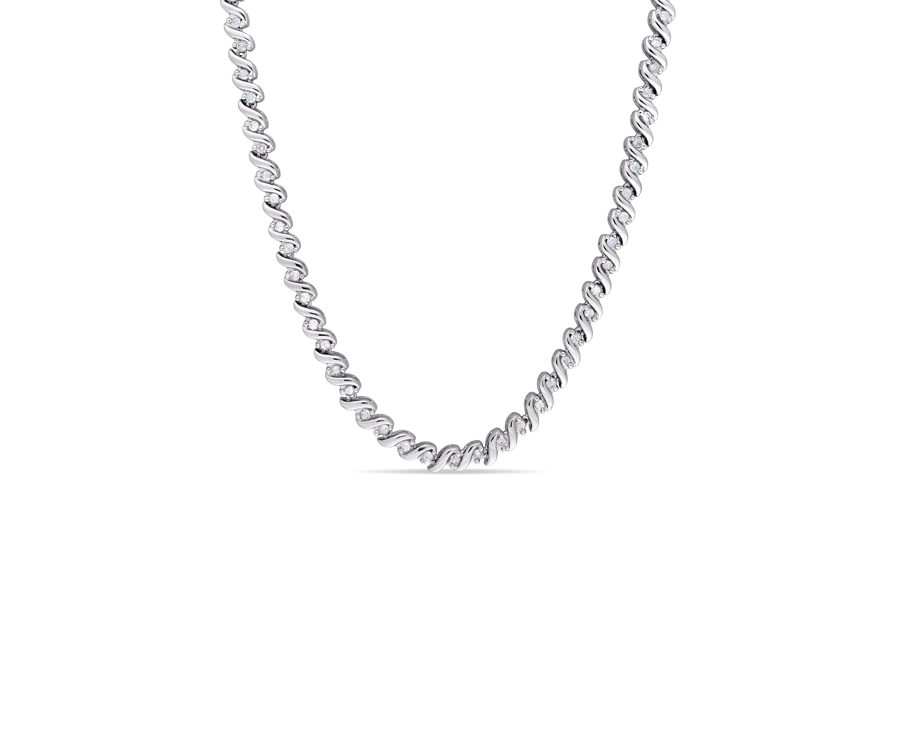 1 ct. t.w. Diamond Tennis Necklace in Sterling Silver