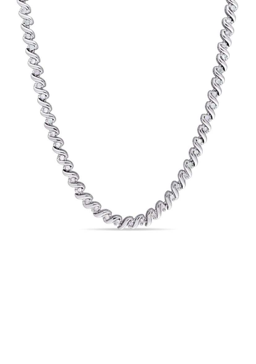 1 ct. t.w. Diamond Tennis Necklace in Sterling Silver