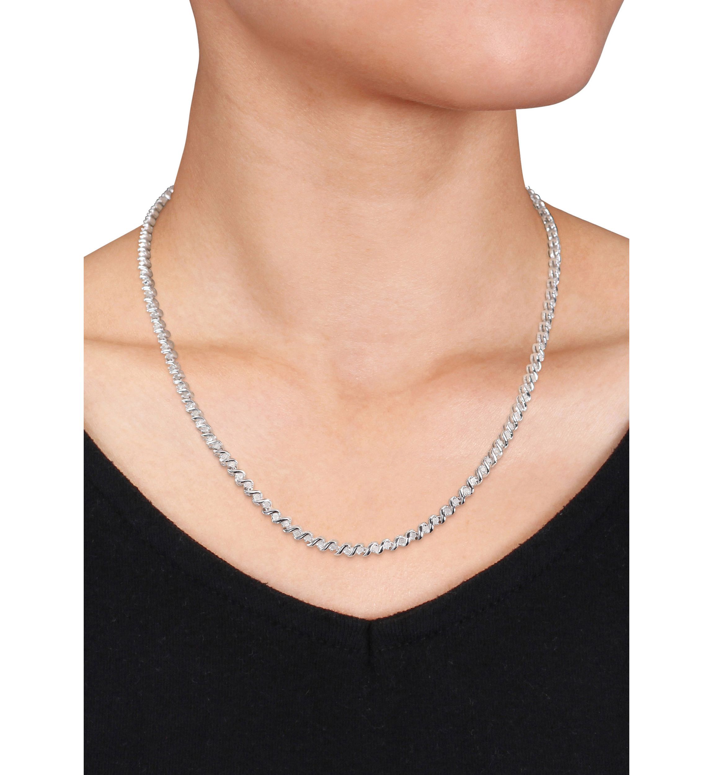 1 ct. t.w. Diamond Tennis Necklace in Sterling Silver