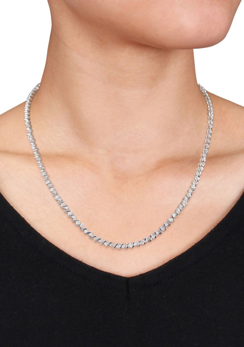 1 ct. t.w. Diamond Tennis Necklace in Sterling Silver