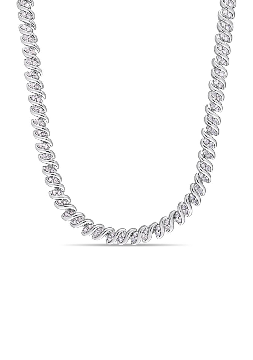 2 ct. t.w. Diamond Twist Tennis Necklace in Sterling Silver