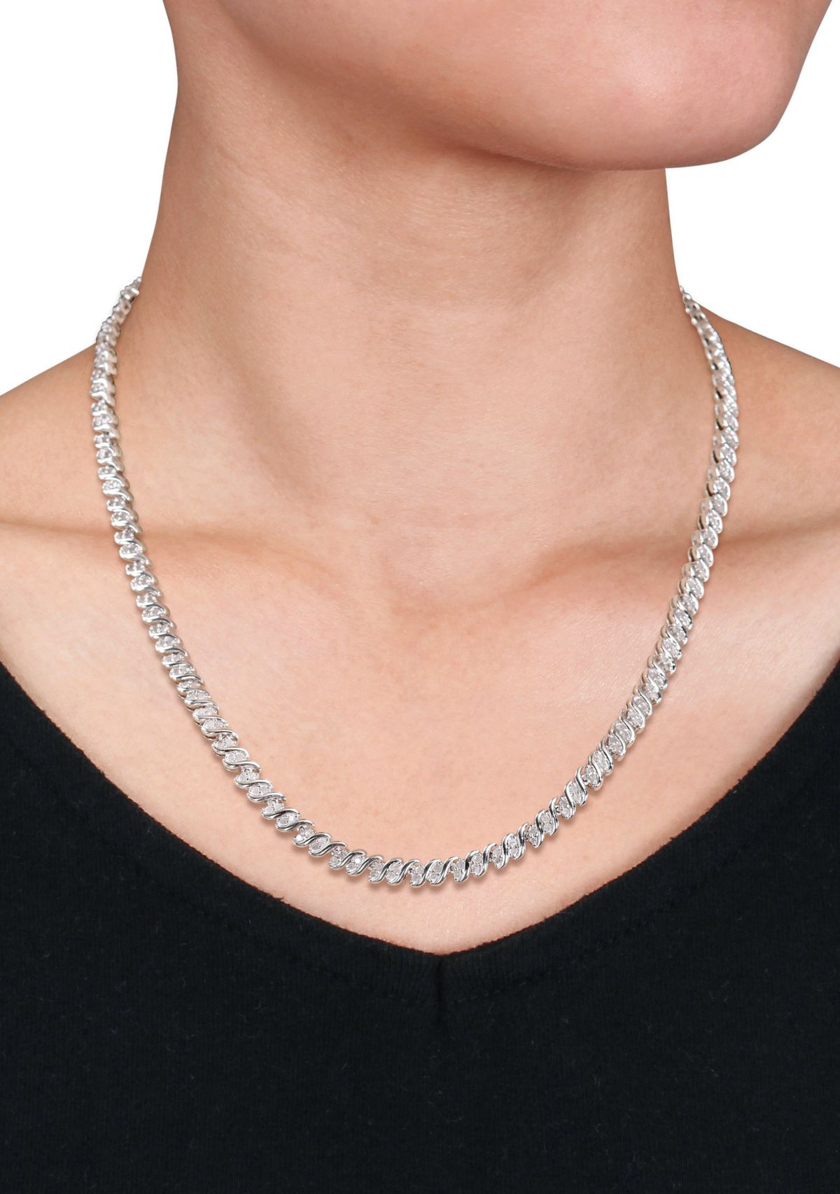 2 ct. t.w. Diamond Twist Tennis Necklace in Sterling Silver