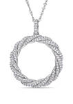 1/2 ct. t.w. Diamond Twist Circle Pendant with Chain in 14k White Gold