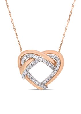 Belk & Co 1/5 Ct. T.w. Diamond Crossover Heart Necklace In 10K Two Tone Gold