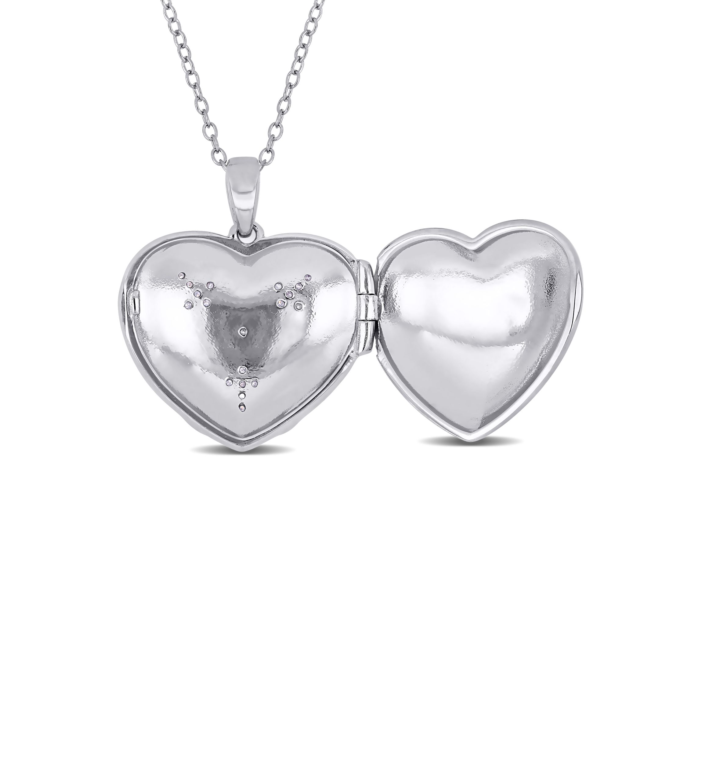 1/10 ct. t.w. Diamond Accent Filigree Heart Locket Necklace in Sterling Silver 