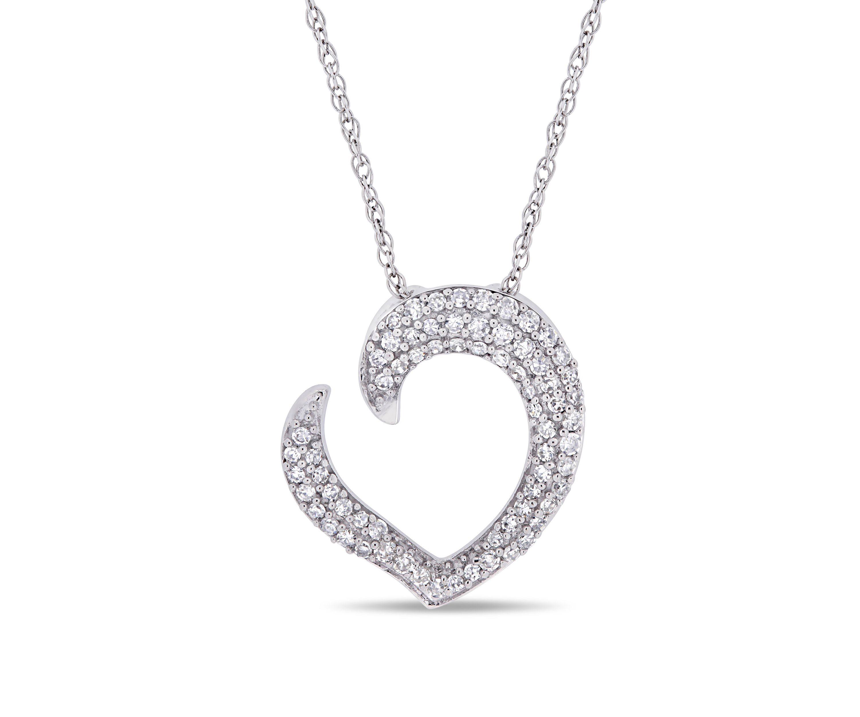  1/4 ct. t.w. Diamond Tilted Open Heart Necklace in 10k White Gold 