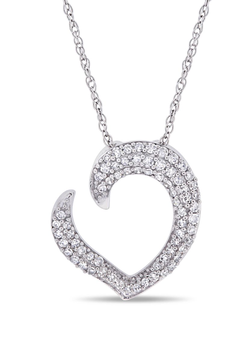  1/4 ct. t.w. Diamond Tilted Open Heart Necklace in 10k White Gold 
