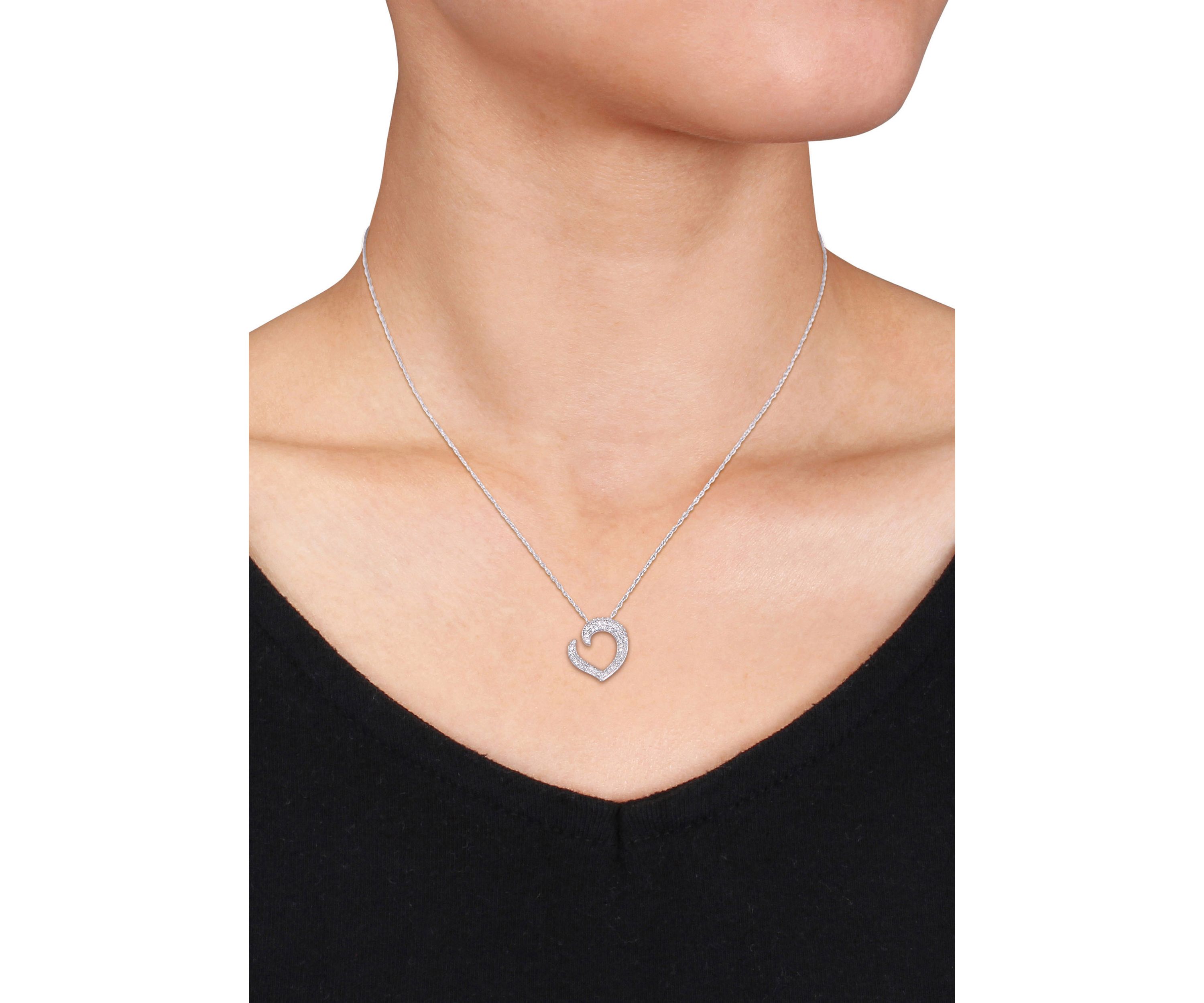  1/4 ct. t.w. Diamond Tilted Open Heart Necklace in 10k White Gold 