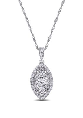 Belk & Co 1/2 Ct. T.w. Diamond Composite Marquise Shape Necklace In 10K White Gold