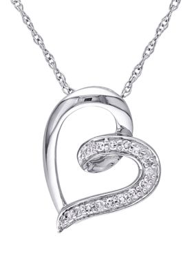 Belk & Co 1/10 ct. t.w. Diamond Accent Heart Pendant with Chain in 10k White Gold, 17 in