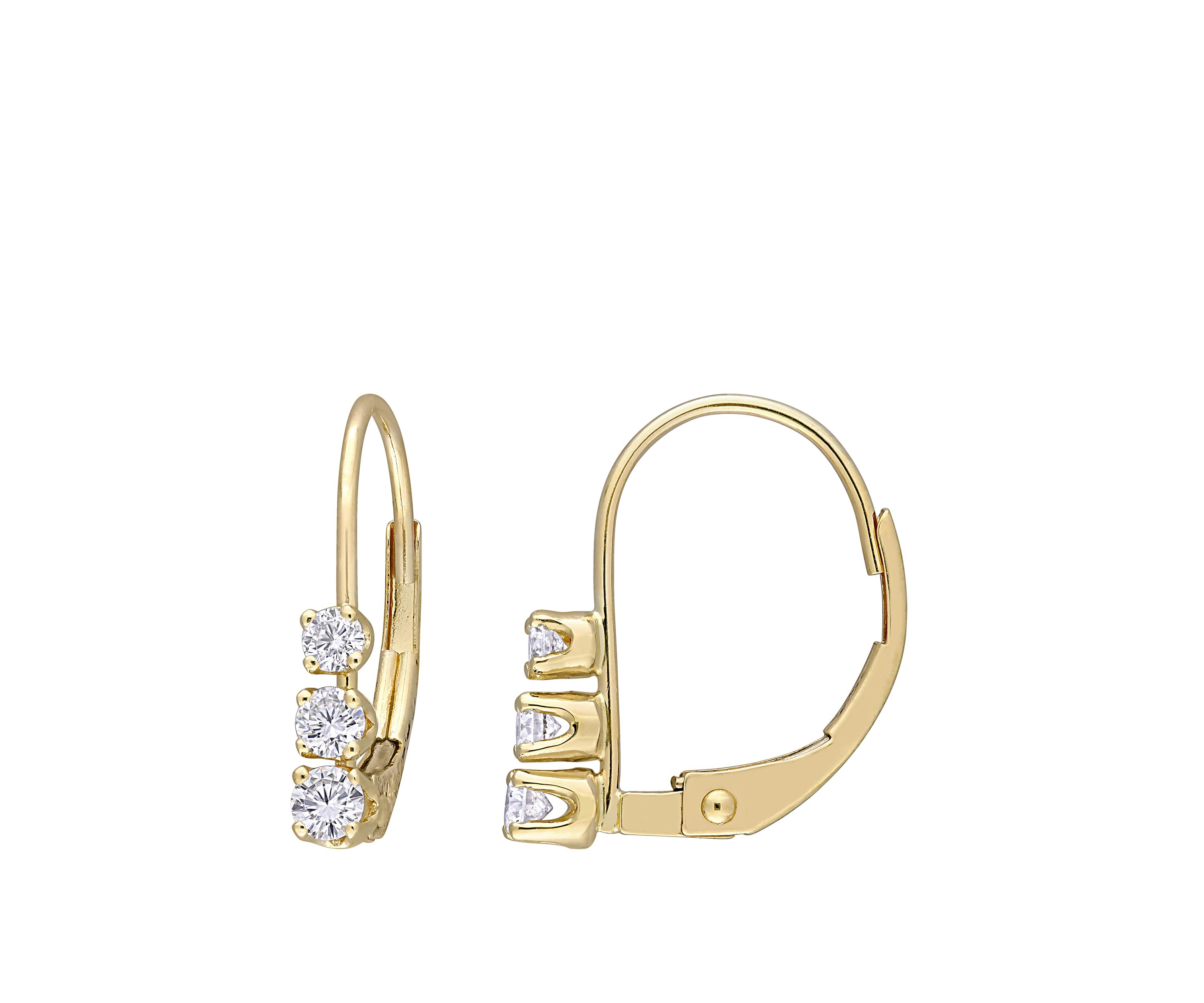  1/4 ct. t.w. Diamond 3 Stone Drop Earrings in 14k Yellow Gold