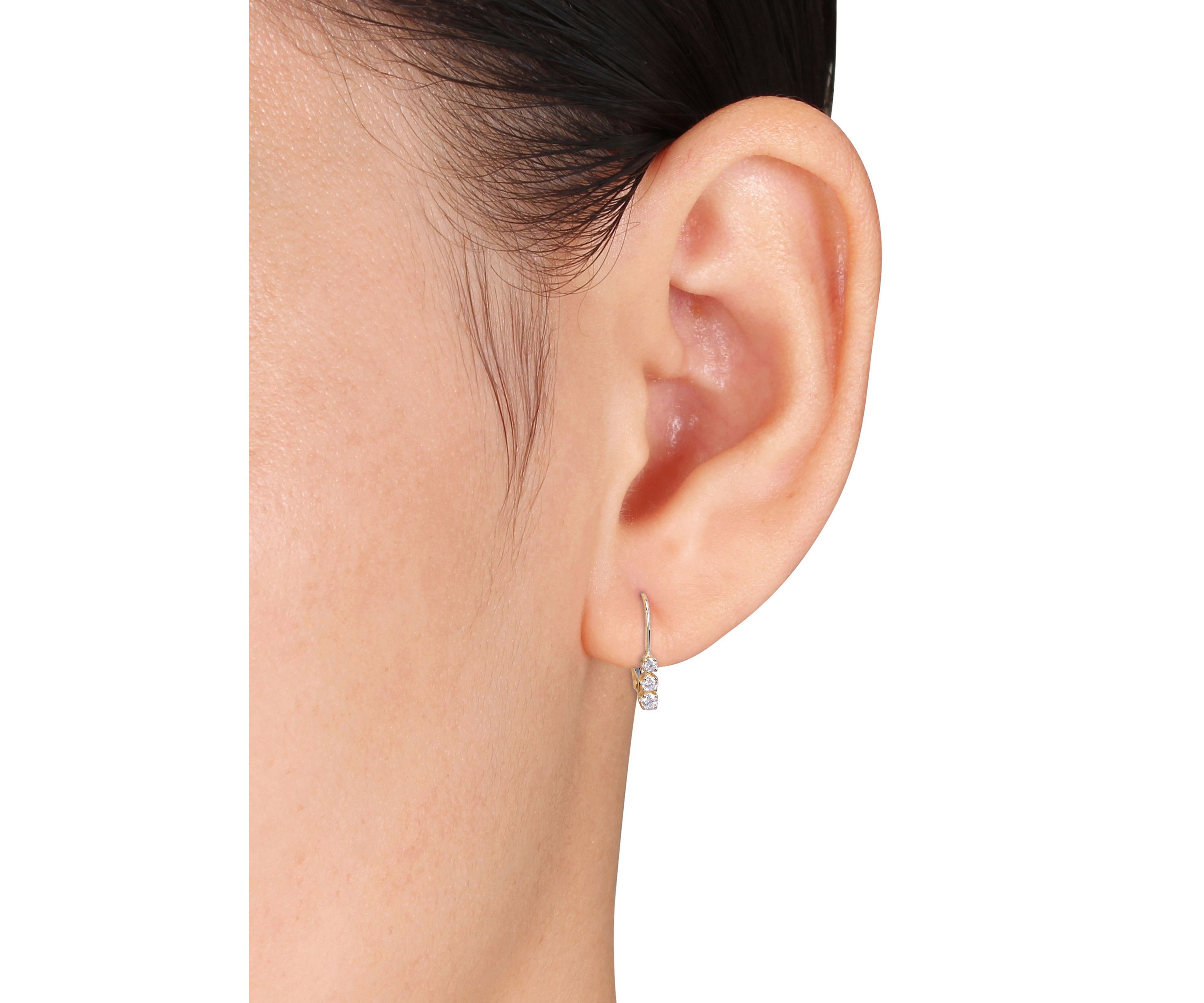  1/4 ct. t.w. Diamond 3 Stone Drop Earrings in 14k Yellow Gold