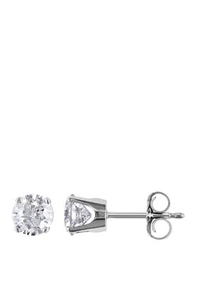 Belk Co 1 Ct T W Diamond Stud Earrings In 14k White Gold Belk