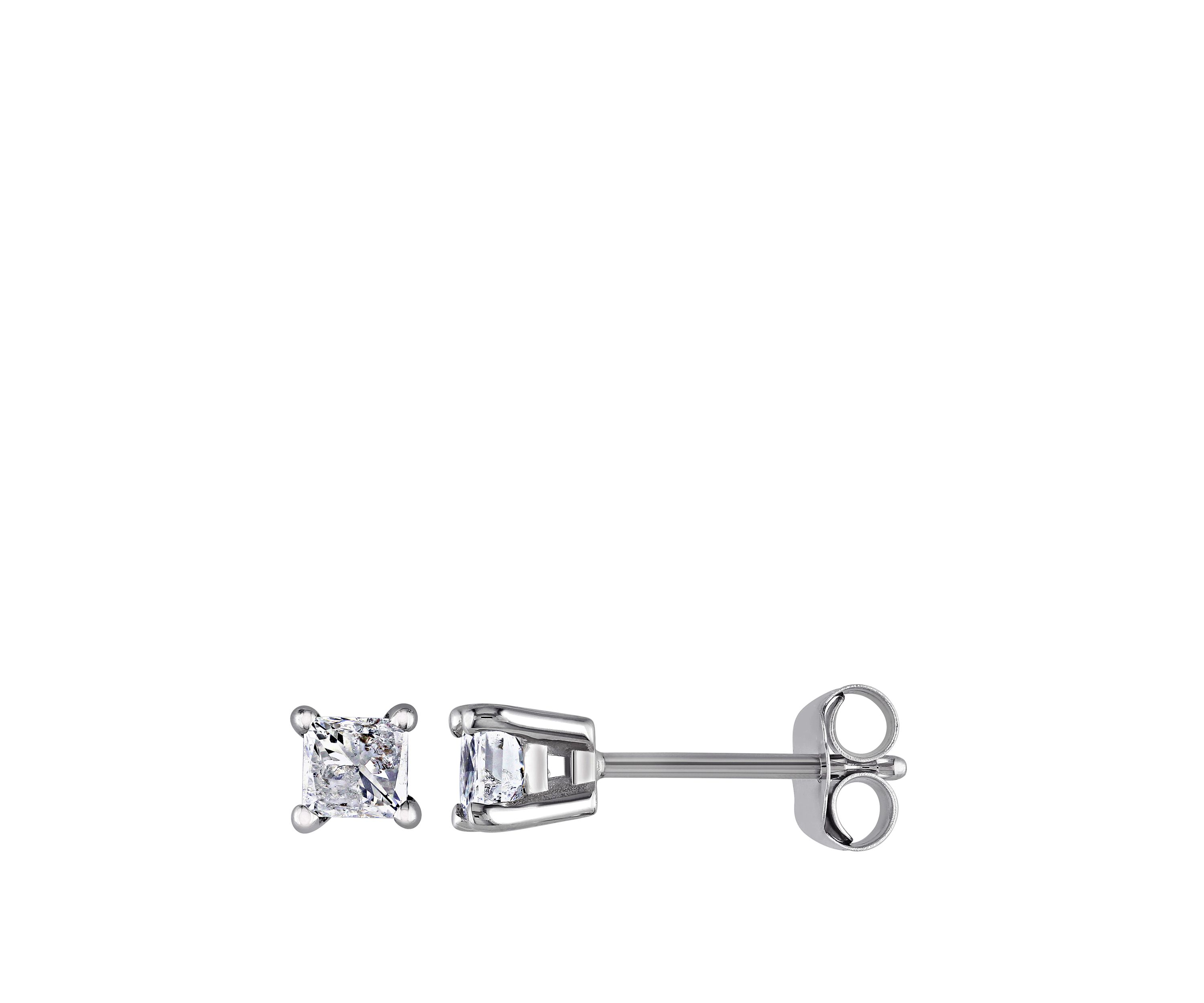 1/2 ct. t.w. Princess Cut Diamond Stud Earrings in 14k White Gold