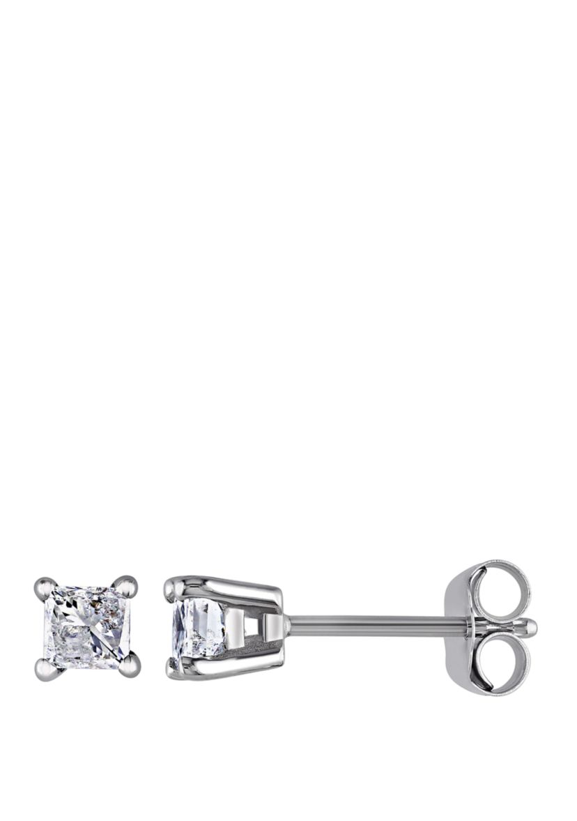 1/2 ct. t.w. Princess Cut Diamond Stud Earrings in 14k White Gold
