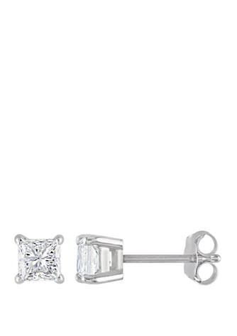 Belk & Co. 3/4 ct. t.w. Princess Cut Diamond Stud Earrings in 14K White Gold