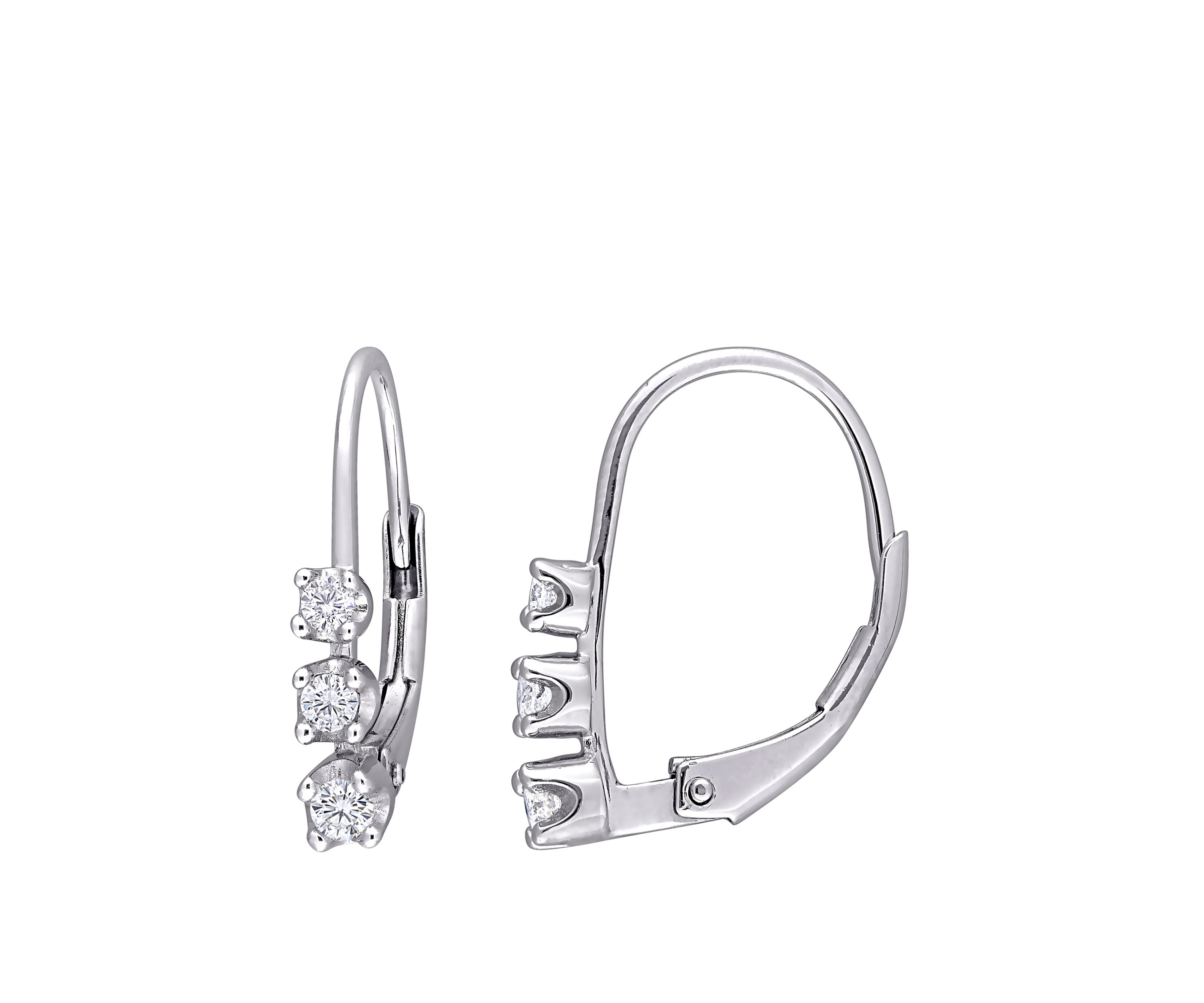 1/4 ct. t.w. Diamond 3 Stone Drop Earrings in Sterling Silver