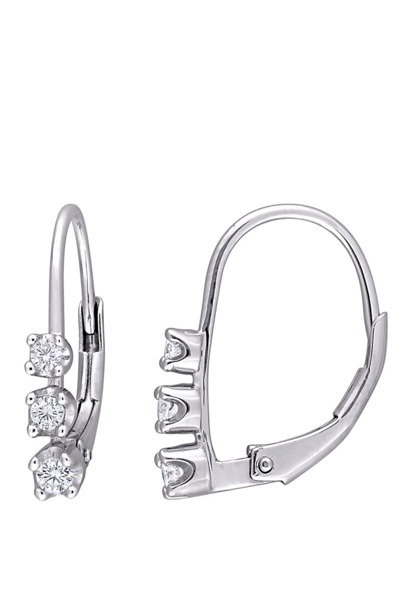1/4 ct. t.w. Diamond 3 Stone Drop Earrings in Sterling Silver